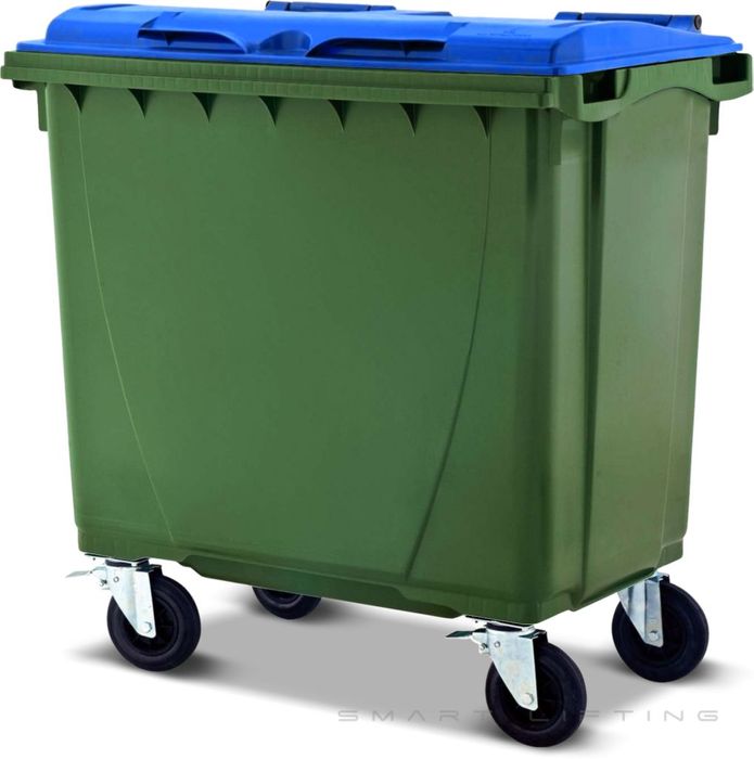 MGB660-GB // Simpro 660L Wheelie Bin, Green/Blue HDPE, with 4x 200mm castors