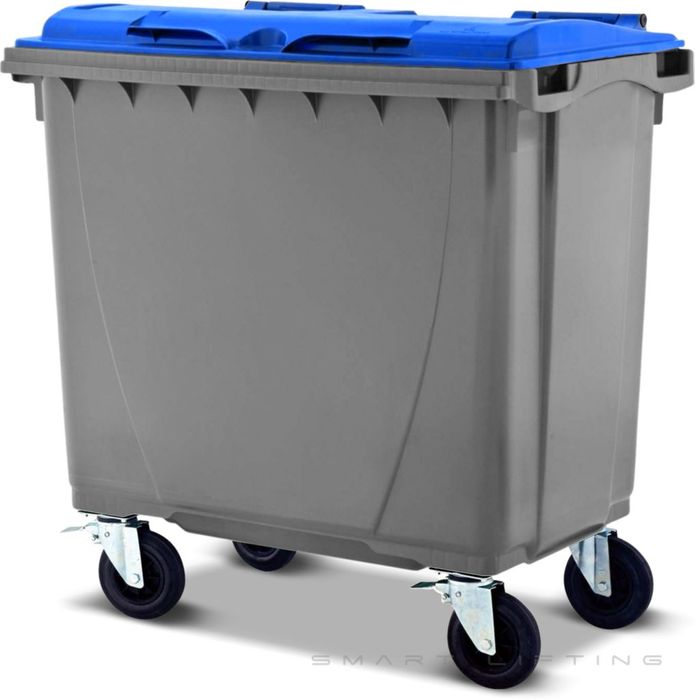 MGB660-SB // Simpro 660L Silver/Blue Wheelie Bin, HDPE, with 4x 200mm castors