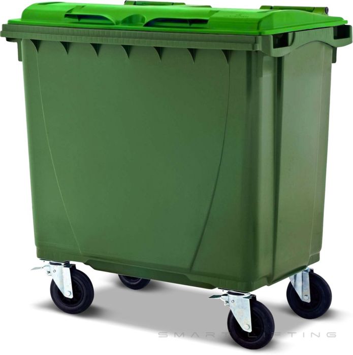 MGB660-GL // Simpro 660L Green/Lime Wheelie Bin, HDPE, with 4x 200mm castors