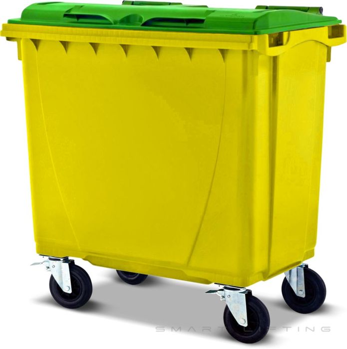 MGB660-YL // Simpro 660L Yellow/Lime Wheelie Bin, HDPE, with 4x 200mm castors