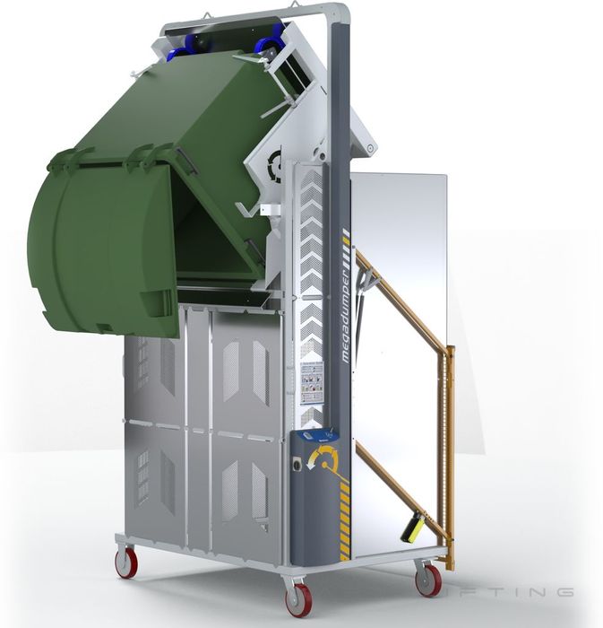 MD1500-B // MegaDumper 1500mm bin lifter for 80L-1100L wheelie bins, 24V/40Ah battery