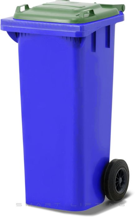 MGB80-BG // Simpro 80L Wheelie Bin, Blue/Green HDPE, with 2x 200mm outset wheels