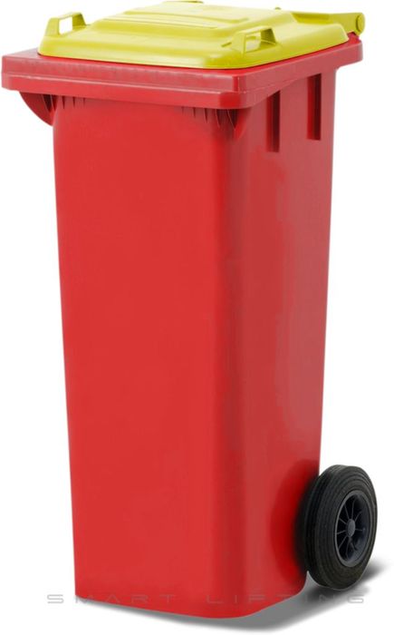 MGB80-RY // Simpro 80L Red/Yellow Wheelie Bin, HDPE, with 2x 200mm outset wheels