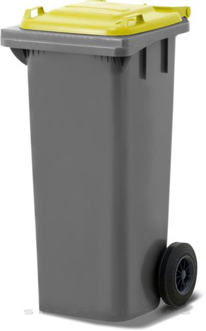 MGB80-SY // Simpro 80L Silver/Yellow Wheelie Bin, HDPE, with 2x 200mm outset wheels