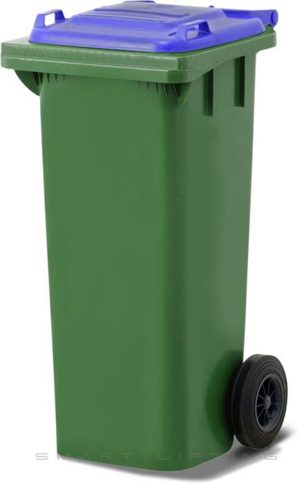 MGB80-GB // Simpro 80L Wheelie Bin, Green/Blue HDPE, with 2x 200mm outset wheels