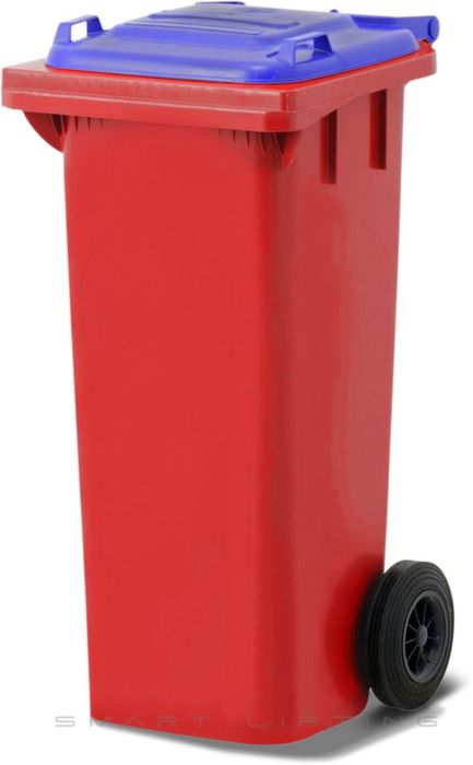 MGB80-RB // Simpro 80L Red/Blue Wheelie Bin, HDPE, with 2x 200mm outset wheels