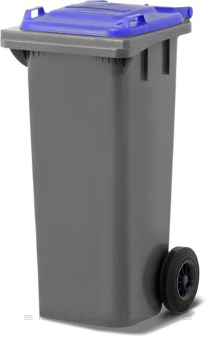 MGB80-SB // Simpro 80L Wheelie Bin, Silver/Blue HDPE, with 2x 200mm outset wheels