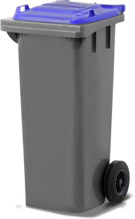 MGB80-SB // Simpro 80L Silver/Blue Wheelie Bin, HDPE, with 2x 200mm outset wheels