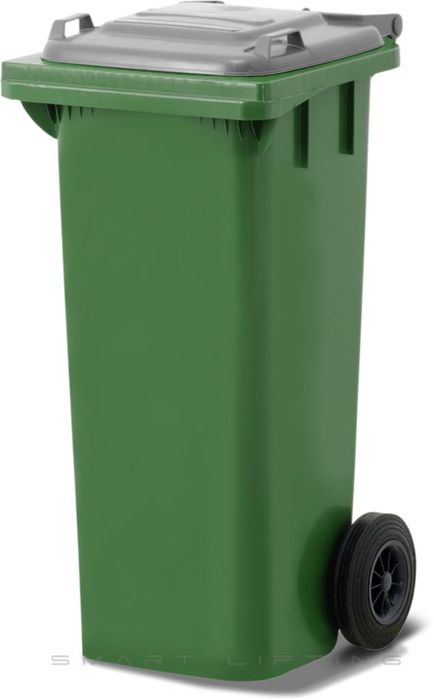 MGB80-GS // Simpro 80L Green/Silver Wheelie Bin, HDPE, with 2x 200mm outset wheels