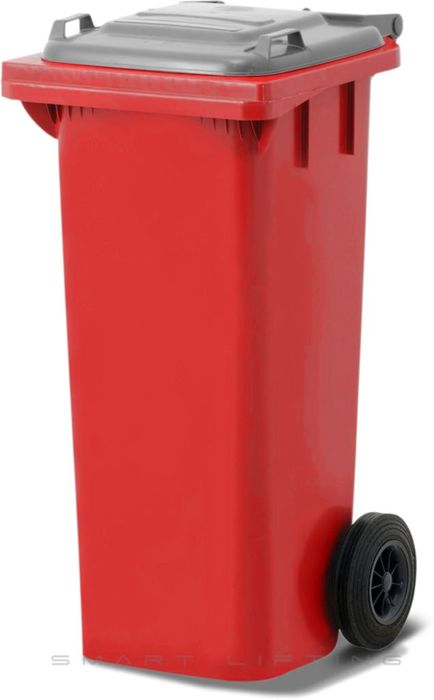 MGB80-RS // Simpro 80L Red/Silver Wheelie Bin, HDPE, with 2x 200mm outset wheels