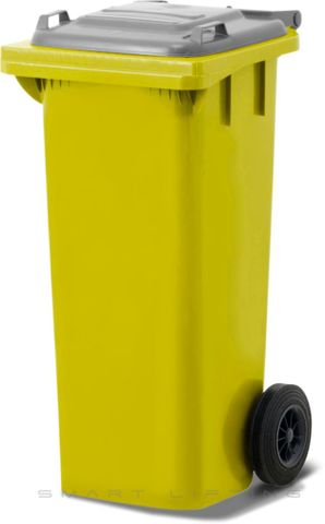 MGB80-YS // Simpro 80L Yellow/Silver Wheelie Bin, HDPE, with 2x 200mm outset wheels