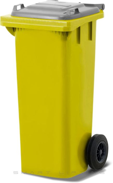 MGB80-YS // Simpro 80L Yellow/Silver Wheelie Bin, HDPE, with 2x 200mm outset wheels