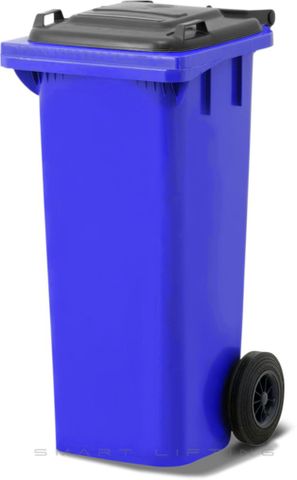 MGB80-BS // Simpro 80L Blue/Silver Wheelie Bin, HDPE, with 2x 200mm outset wheels