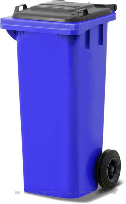 MGB80-BS // Simpro 80L Wheelie Bin, Blue/Silver HDPE, with 2x 200mm outset wheels