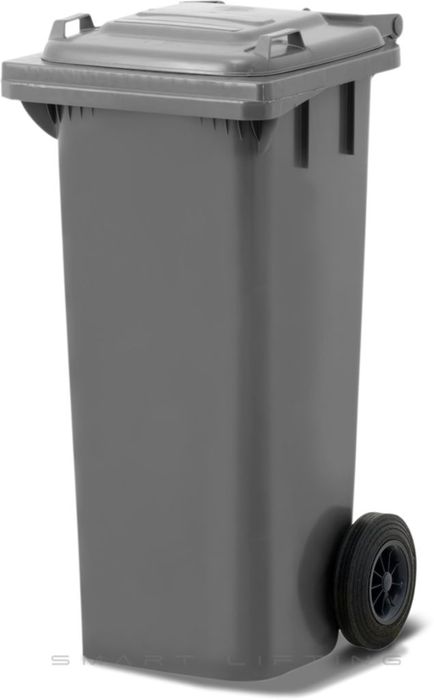 MGB80-SS // Simpro 80L Silver Wheelie Bin, HDPE, with 2x 200mm outset wheels