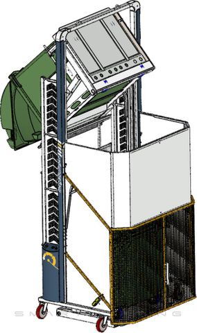 MD2100-B // MegaDumper 2100mm bin lifter for 80L-1100L wheelie bins, 24V/40Ah battery