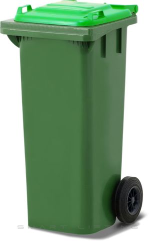 MGB80-GL // Simpro 80L Wheelie Bin, Green/Lime HDPE, with 2x 200mm outset wheels