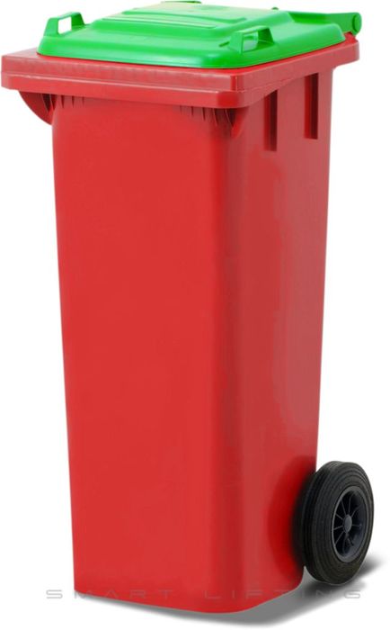 MGB80-RL // Simpro 80L Red/Lime Wheelie Bin, HDPE, with 2x 200mm outset wheels