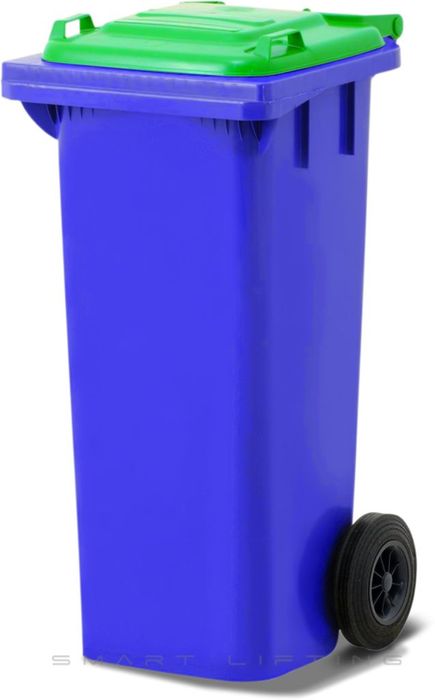 MGB80-BL // Simpro 80L Blue/Lime Wheelie Bin, HDPE, with 2x 200mm outset wheels