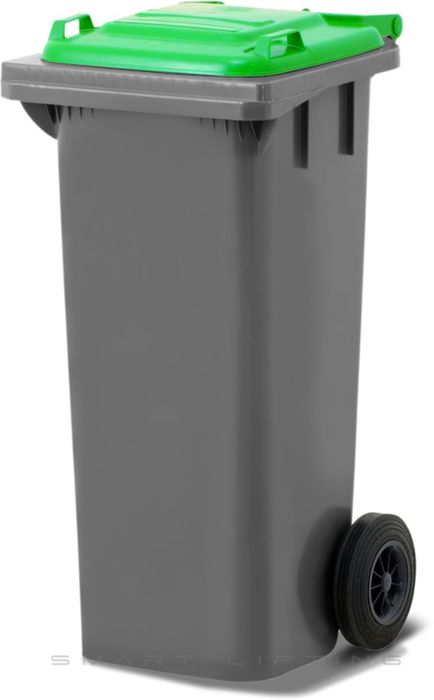 MGB80-SL // Simpro 80L Wheelie Bin, Silver/Lime HDPE, with 2x 200mm outset wheels