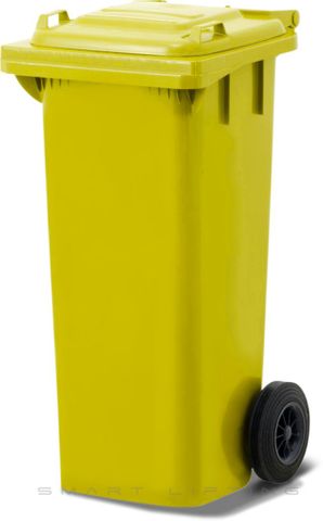 MGB80-YY // Simpro 80L Wheelie Bin, Yellow HDPE, with 2x 200mm outset wheels