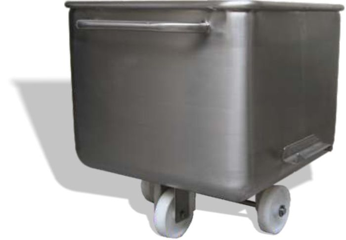 EB200F // Eurobin 200L meat cart, with flat face and 4x nylon wheels, 304 stainless steel