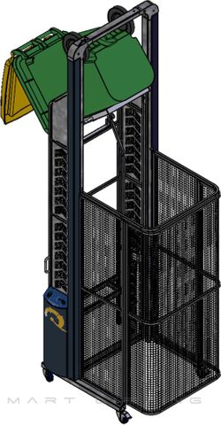 DM2100C-B // Dumpmaster 2100mm bin lifter for 80L-360L wheelie bins, 24V/20Ah battery