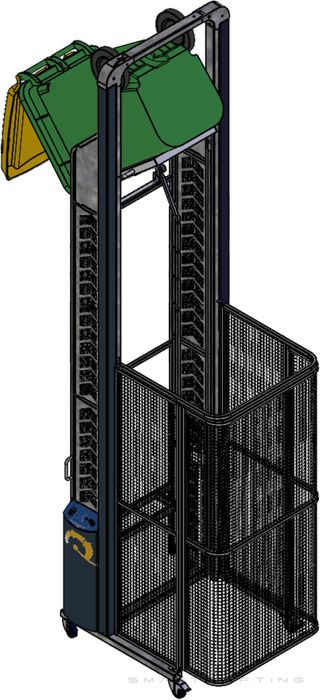 DM3000C-B // Dumpmaster 3000mm bin lifter for 80L-360L wheelie bins, 24V/20Ah battery