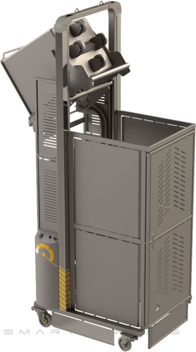 DMS2100D-B // Dumpmaster SS 2100mm bin lifter for 200L-300L Eurobins, 24V/20Ah battery