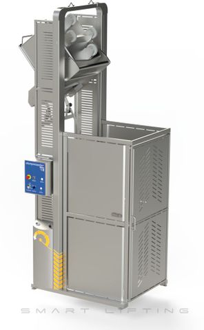 DMS2700D-B // Dumpmaster SS 2700mm bin lifter for 200L-300L Eurobins, 24V/20Ah battery