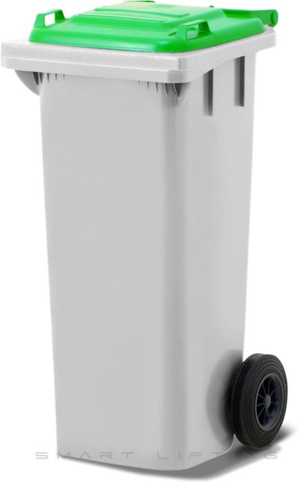 MGB80-WL // Simpro 80L White/Lime Wheelie Bin, HDPE, with 2x 200mm outset wheels