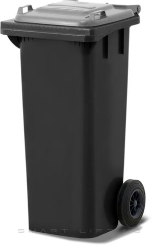 MGB80-KS // Simpro 80L Black/Silver Wheelie Bin, HDPE, with 2x 200mm outset wheels