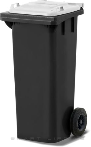 MGB80-KW // Simpro 80L Wheelie Bin, Black/White HDPE, with 2x 200mm outset wheels