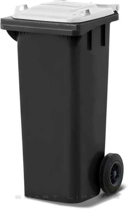 MGB80-KW // Simpro 80L Wheelie Bin, Black/White HDPE, with 2x 200mm outset wheels