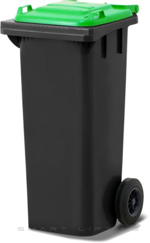 MGB80-KL // Simpro 80L Wheelie Bin, Black/Lime HDPE, with 2x 200mm outset wheels