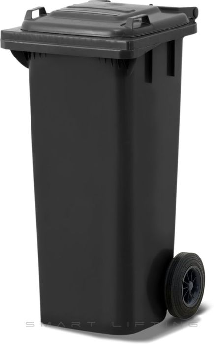 MGB80-KK // Simpro 80L Wheelie Bin, Black HDPE, with 2x 200mm outset wheels