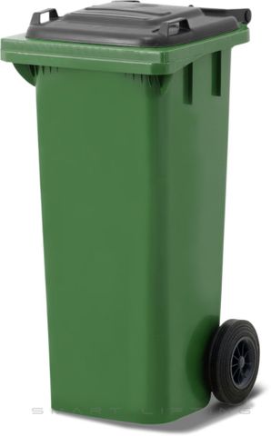 MGB80-GK // Simpro 80L Wheelie Bin, Green/Black HDPE, with 2x 200mm outset wheels