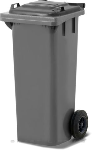 MGB80-SK // Simpro 80L Wheelie Bin, Silver/Black HDPE, with 2x 200mm outset wheels