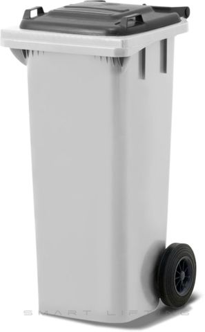 MGB80-WK // Simpro 80L Wheelie Bin, White/Black HDPE, with 2x 200mm outset wheels