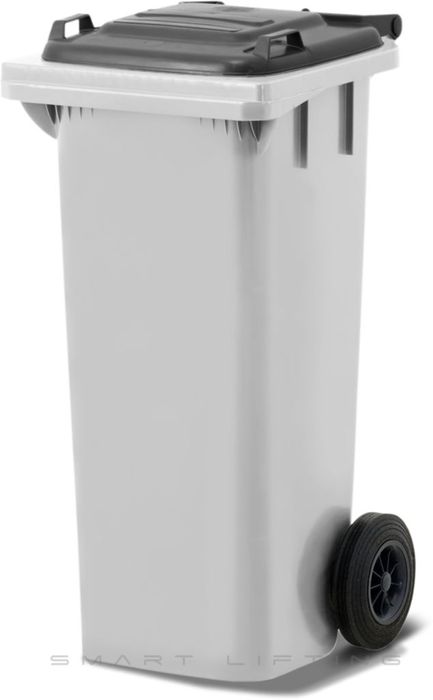 MGB80-WK // Simpro 80L Wheelie Bin, White/Black HDPE, with 2x 200mm outset wheels