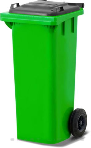 MGB80-LK // Simpro 80L Wheelie Bin, Lime/Black HDPE, with 2x 200mm outset wheels