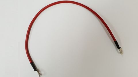 Battery cable 3, red 370mm with 2x red covers and 2x 6mm lugs