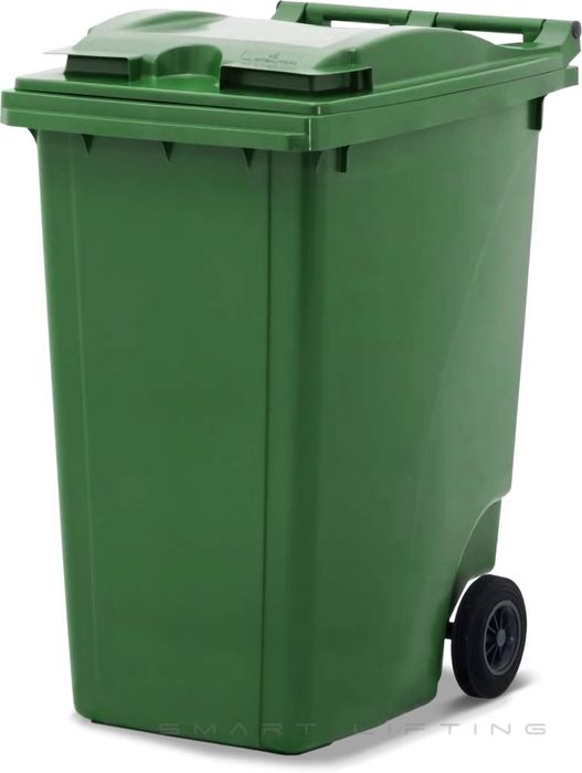 MGB360-GG // Simpro 360L Green Wheelie Bin, HDPE, with 2x 200mm inset wheels