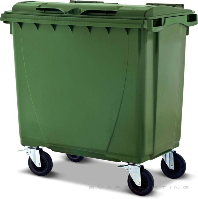 MGB660-GG // Simpro 660L Wheelie Bin, Green HDPE, with 4x 200mm castors