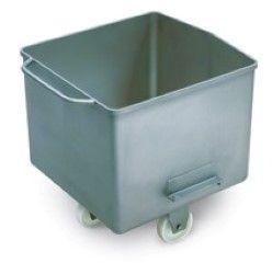 EB200M // Eurobin 200L meat cart, with bevel face and 4x nylon wheels, 316 marine stainless steel