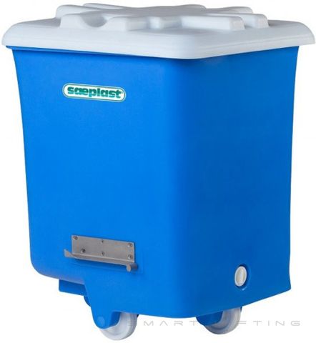 FB300I-B // Flurobin 300L insulated meat cart, blue PE/PUR/PE, flat face