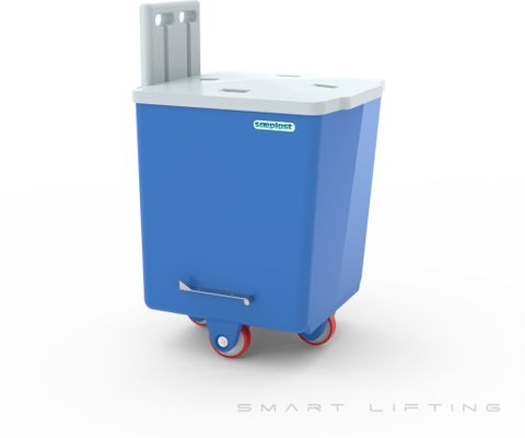 FB300-B // Flurobin 300L meat cart, blue PE/PE/PE, bevel face