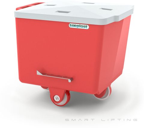 FB200-R // Flurobin 200L meat cart, red PE/PE/PE, bevel face