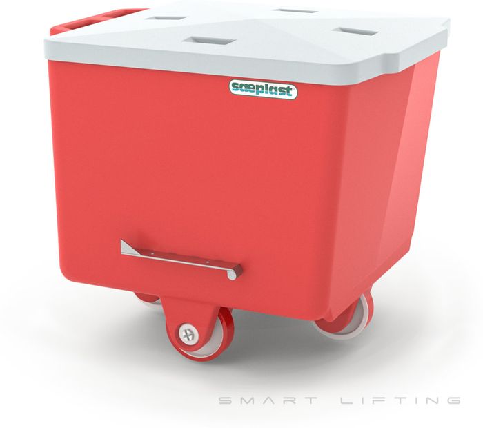 FB200-R // Flurobin 200L Red, triple-layer PE, bevel face