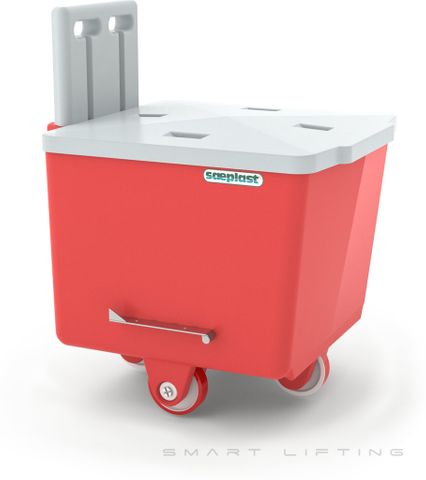 FB200-R // Flurobin 200L meat cart, red PE/PE/PE, bevel face
